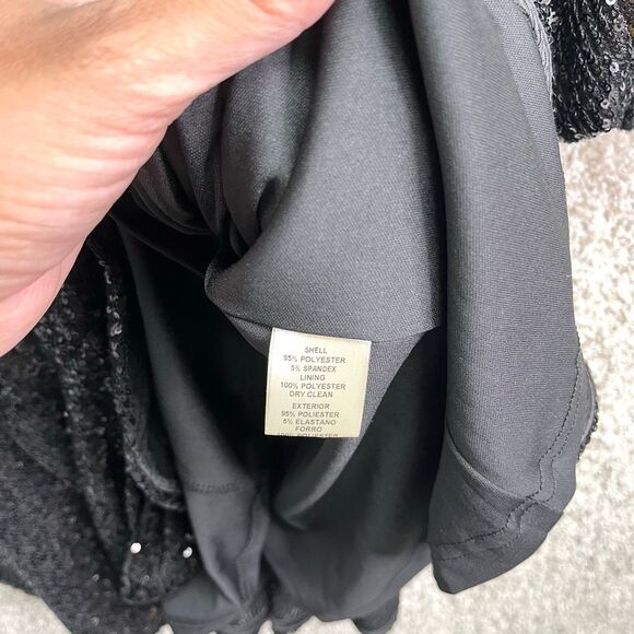 Eliza J Dress Women’s 4 Black Sequins Long Sleeve V-Neck Faux Wrap Ruffle Hem - Picture 5 of 8